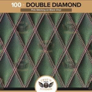 100 Digital Stitching Double Diamond Pink Stitching on Black Vinyl