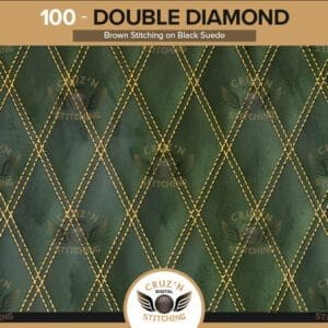 100 Digital Stitching Double Diamond Brown Stitching on Black Suede