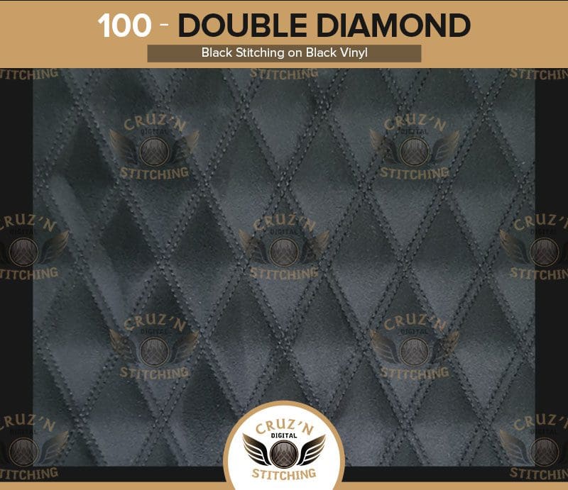 100 Digital Stitching Double Diamond Black Stitching on Black Vinyl
