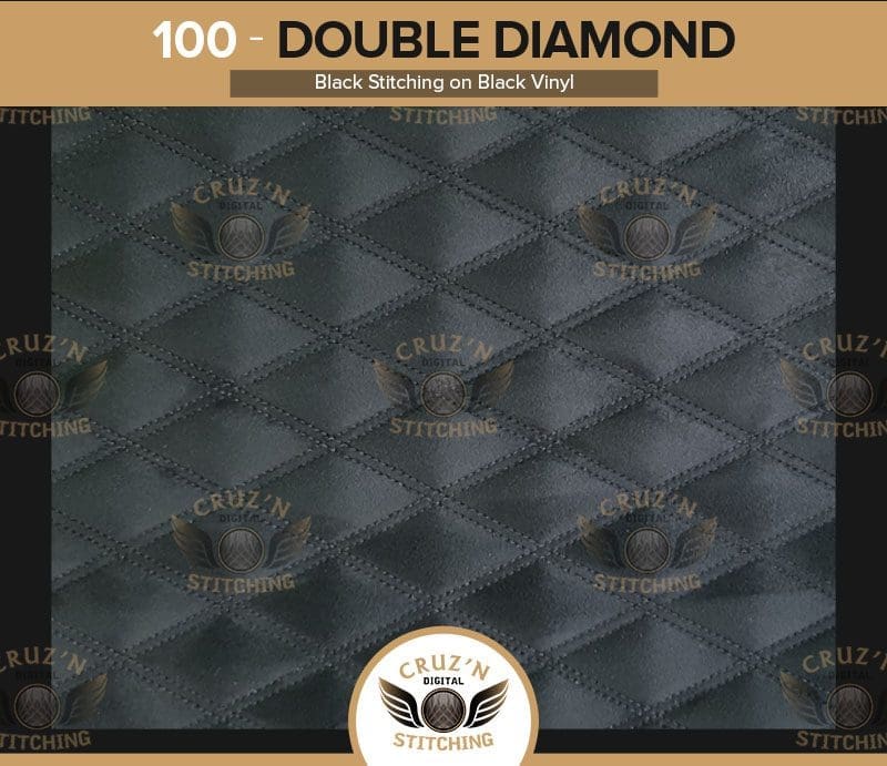 100 Digital Stitching Double Diamond-black Stitching on black vinyl