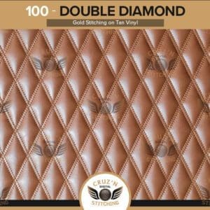 100 Digital Stitching Double Diamond Gold Stitching on Tan Vinyl