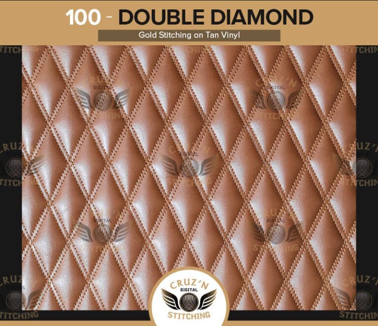 100 Digital Stitching Double Diamond Gold Stitching on Tan Vinyl