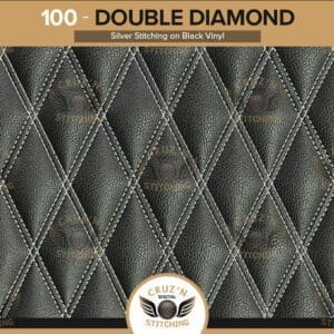 100 Digital Stitching Double Diamond Silver Stitching on Black Vinyl