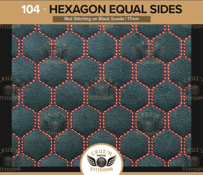 104 Cruzn Digital Stitching Hexagon Equal Sides Red Stitching Black Suede 17mm