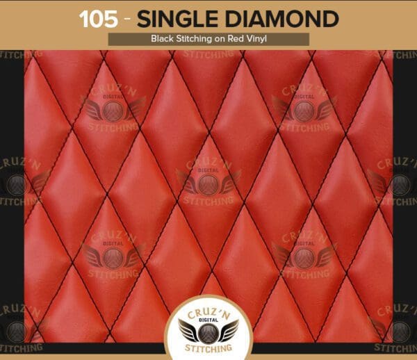 105 Cruzn Digital Stitching Single Diamond Black Stitching Red Vinyl