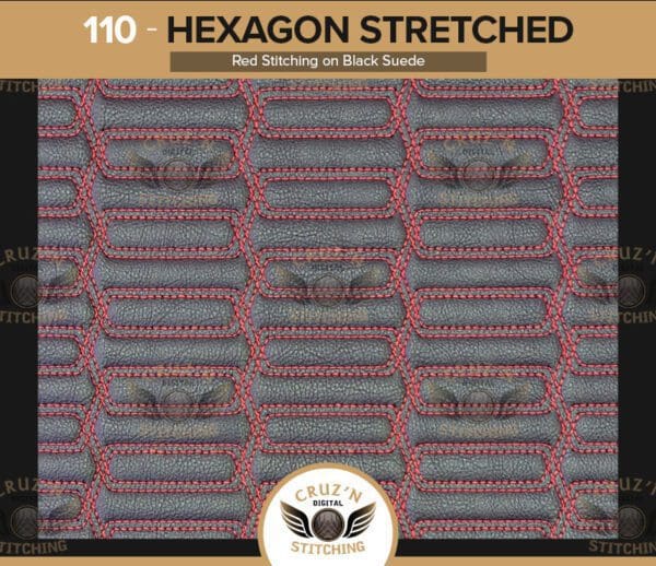 110 Digital Inserts Hexagon Stretched Double Stitched Red Black Vinyl