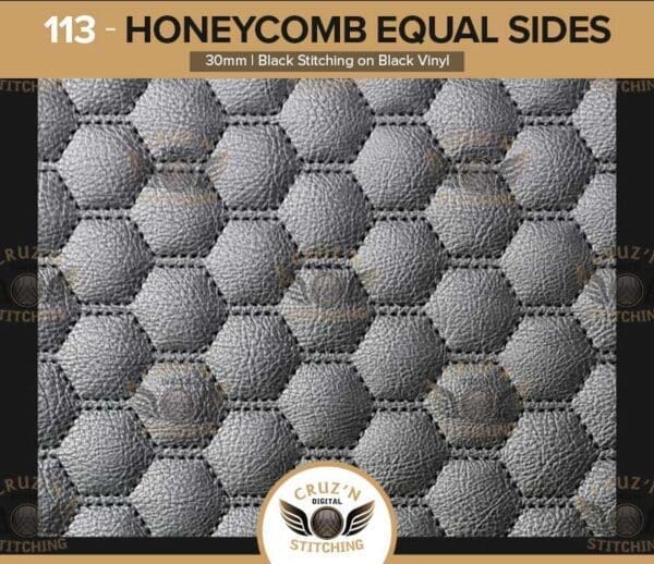 113 Cruzn Digital Stitching Honeycomb Black Stitching black Vinyl Equal Sides 30mm