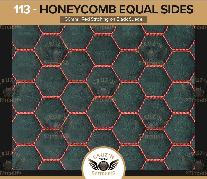 113 Cruzn Digital Stitching Honeycomb Red Stitching Black Suede Equal Sides 30mm