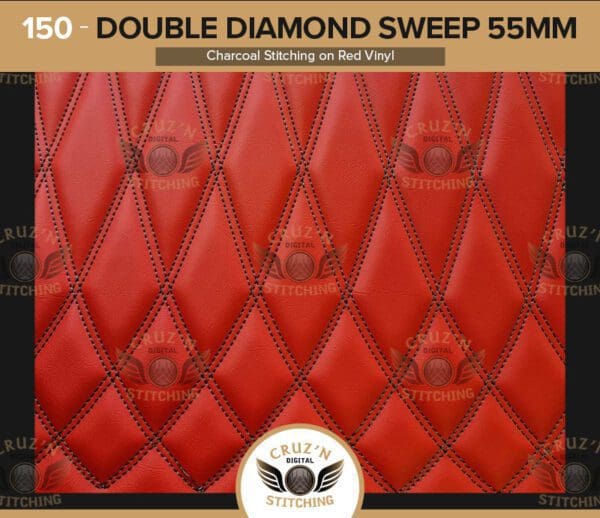 150 Cruzn Digital Stitching Double Diamond Sweep Charcoal Stitching Red Vinyl 55mm