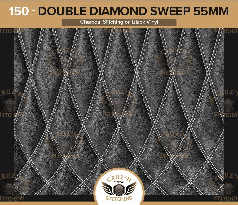 150 Cruzn Digital Inserts Double Diamond Sweep Small Silver on black 55mm