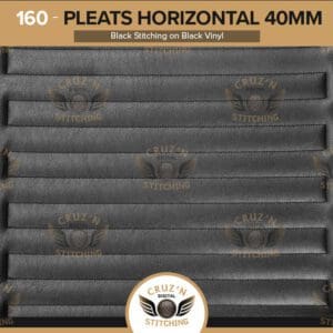 Pleats Horizontal 40 mm Digitally Stitched Upholstery Black Vinyl Black Stitching