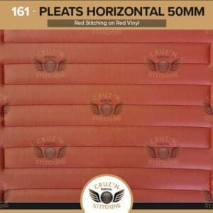 161 Pleats Horizontal 50mm Digitally Stitched Upholstery Red Vinyl Red Stitching