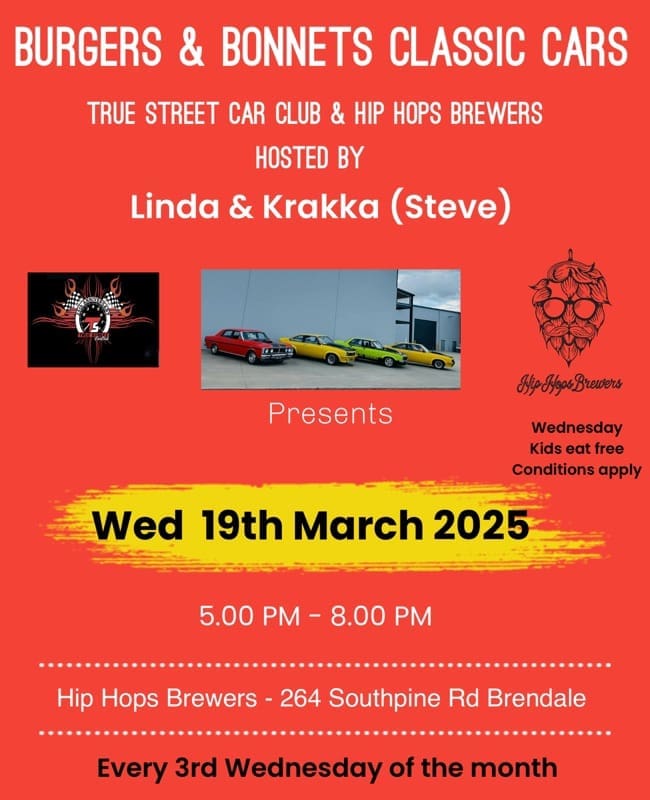 Burgers and Bonnets Classic Cars | Brendale QLD Car Events