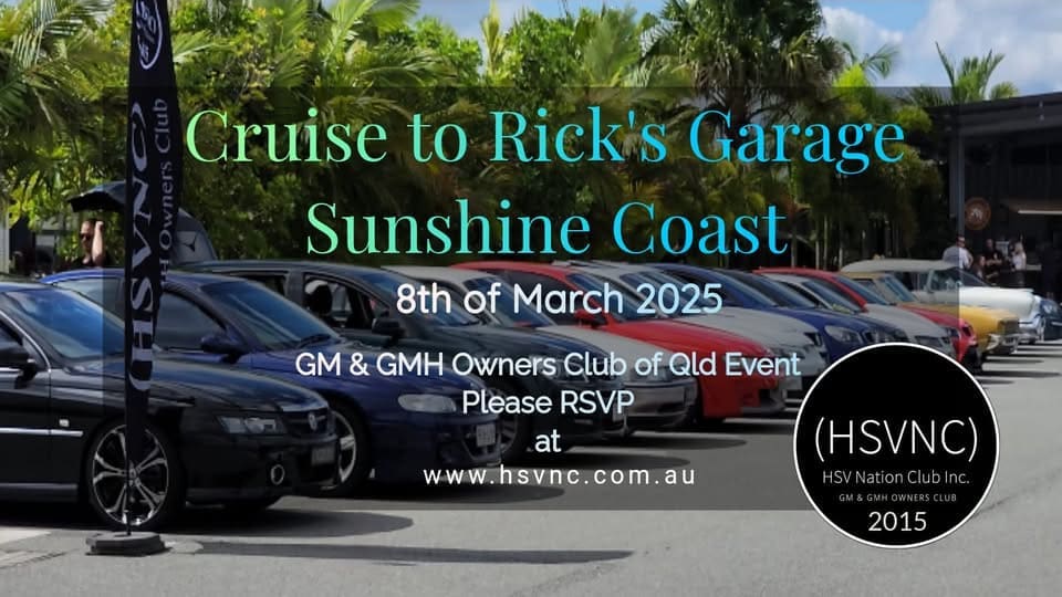 HSVNC Cruise and Lunch at Ricks Garage Palmwoods | Car Events QLD