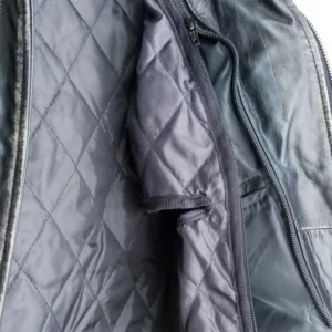 Ladies Leather Motorcycle Jacket with removable lining and armour vintage grey inner lining close