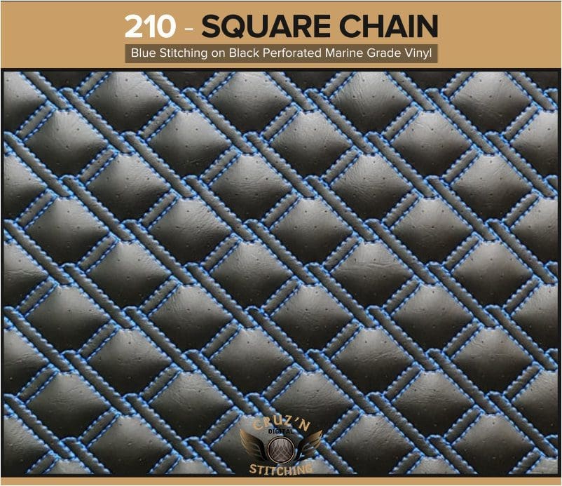 Square Chain Digitally Stitched Upholstery Panel Blue
